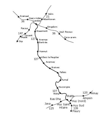 Tracé de la ligne 127, chemin de fer Statte-Landen