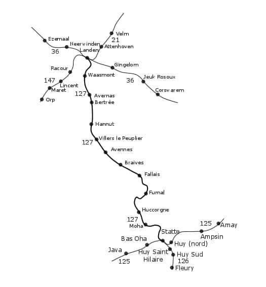 Tracé de la ligne 127, chemin de fer Statte-Landen