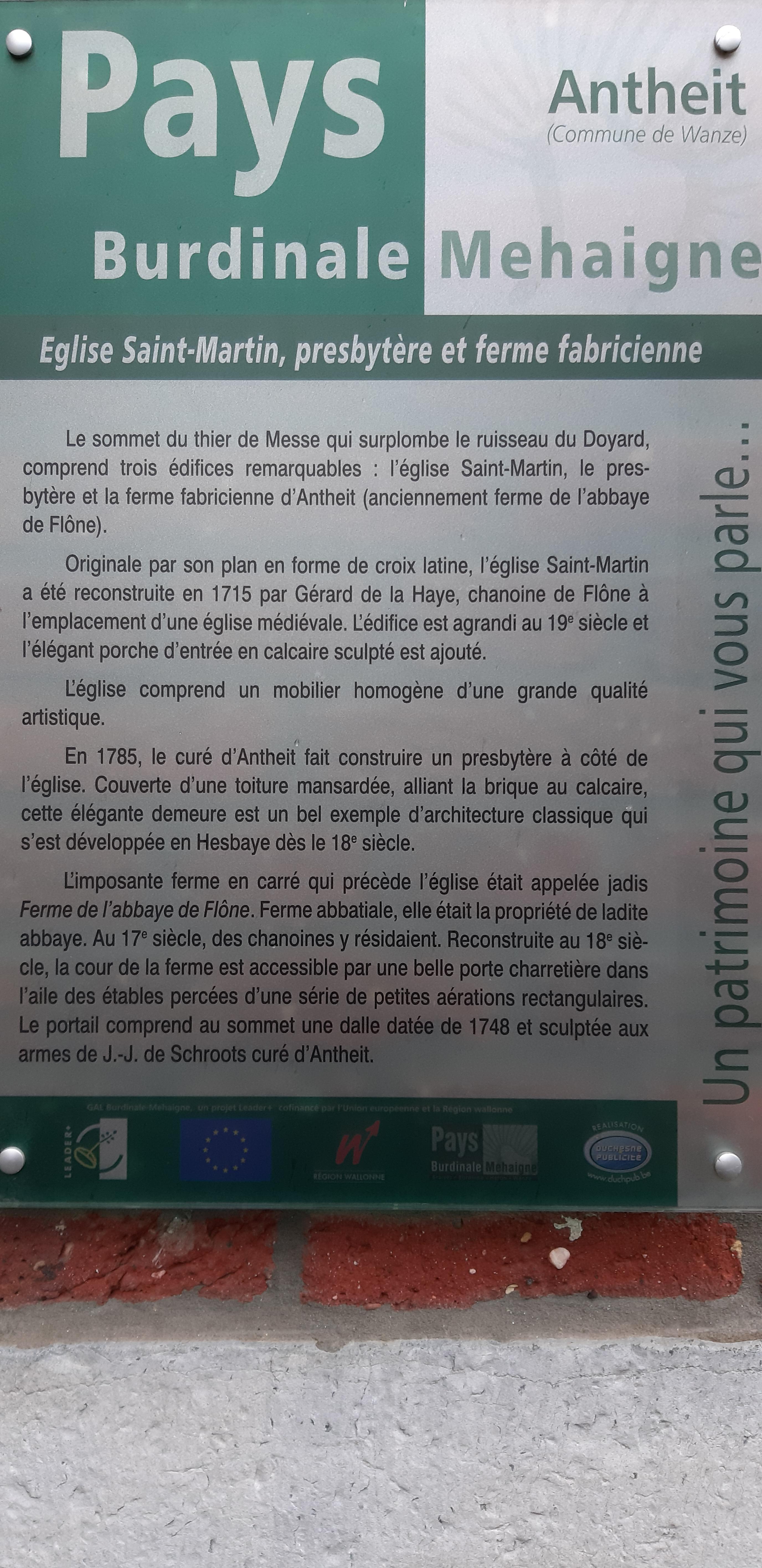 Informations Eglise d'Antheit