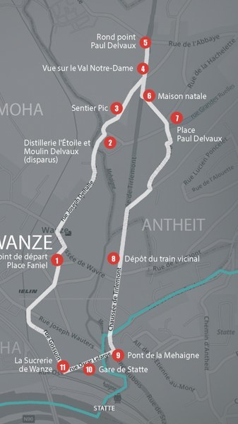Parcours Paul Delvaux (+/- 5km)